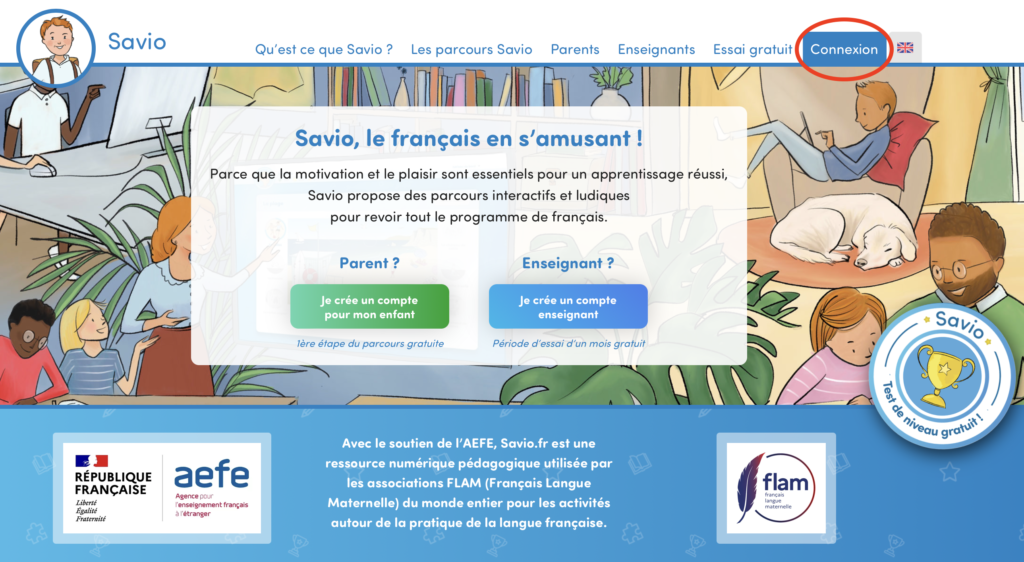 Comment se connecter à son Compte Savio depuis la page d'accueil
