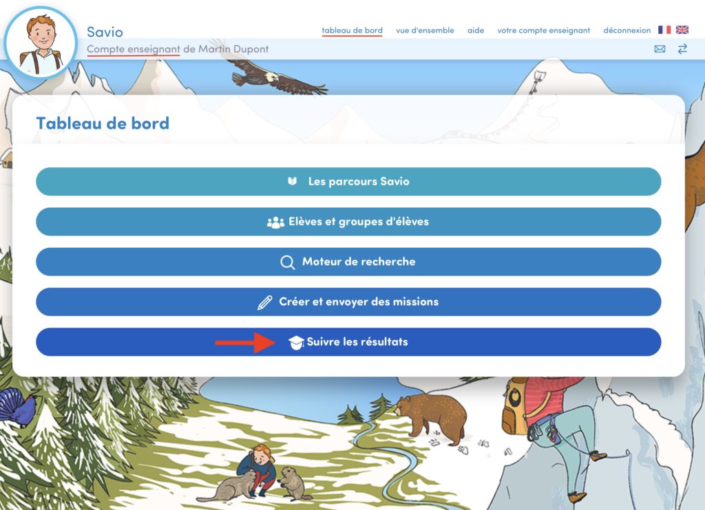 Suivi des résultats des élèves sur le site de français Savio.fr