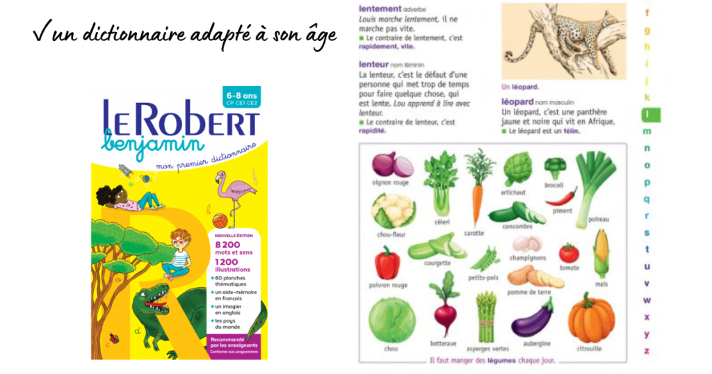 Un dictionnaire de français adapté aux 6-8 ans : le Robert benjamin