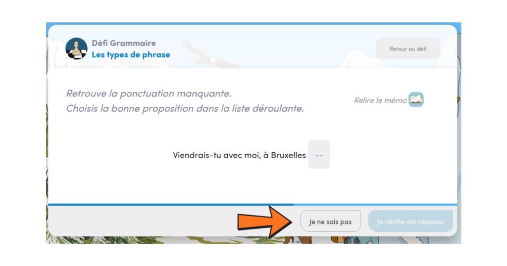 bouton “je ne sais pas” du site de francais savio