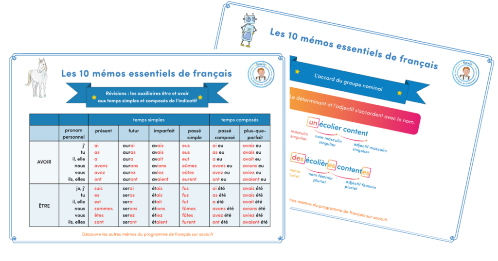10 mémos essentiels en français à telecharger sur savio.fr